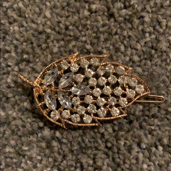 Leaf hair pin gold with diamond stone rocks - Picture 4 of 4